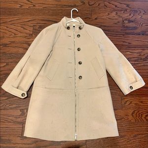 Camel BCBG Wool Swing Coat, Tortoiseshell Buttons